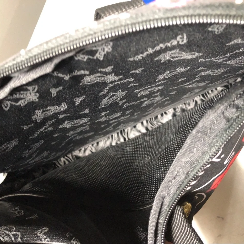 Betsey Johnson Betseyville Laptop Bag Kissing Lips Black Background Zipper
